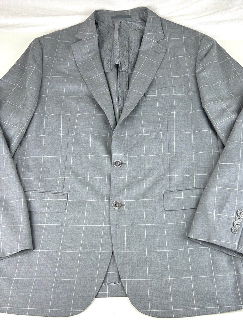 J. Hilburn Vitale Barberis Canonico Wool Men’s Gray Check Wool Sport Coat 50R